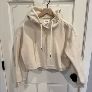 Feat Cream Cropped Hoodie for Women